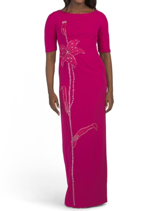 Rene Ruiz Dresses & Skirts - RENE BY RENE RUIZ Elbow Sleeve Floral Applique Gown